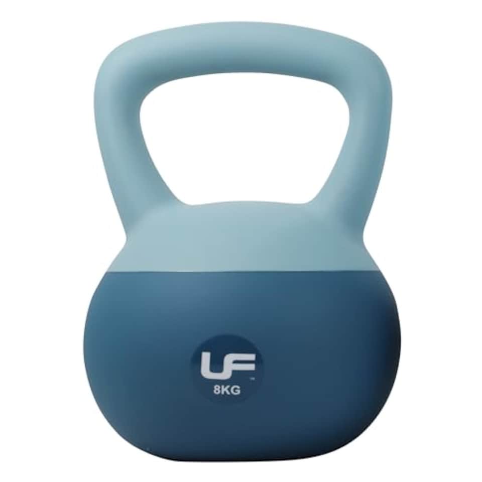 image 1 of Urban Fitness Dual Soft Kettlebell, Soft-Touch Base For Floor Protection, Comfortable Grip Design For Strength Sraining And Home Workouts, Durable Shell, 8kg, Blue