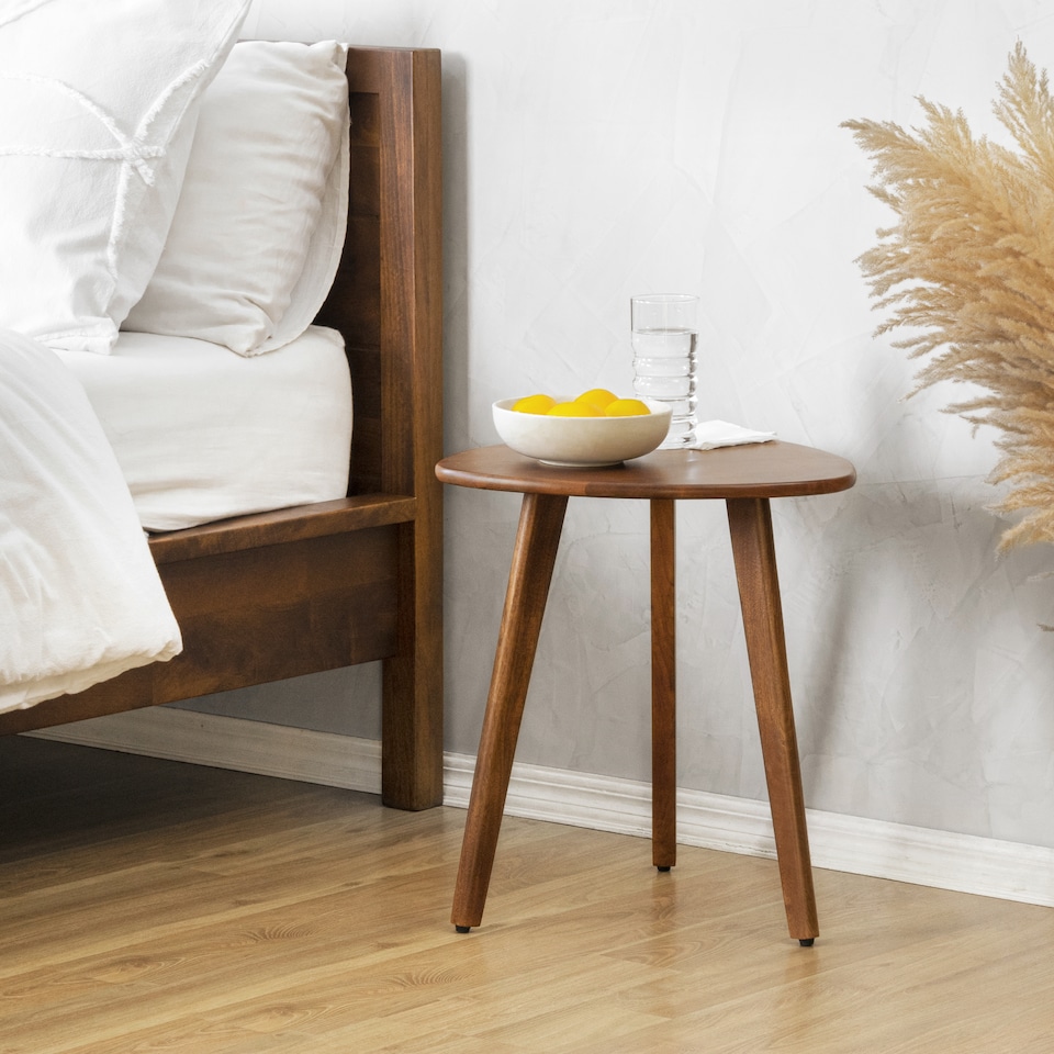 image 1 of MH London Armstrong Triangle Side Table Solid Mango Wood End Table