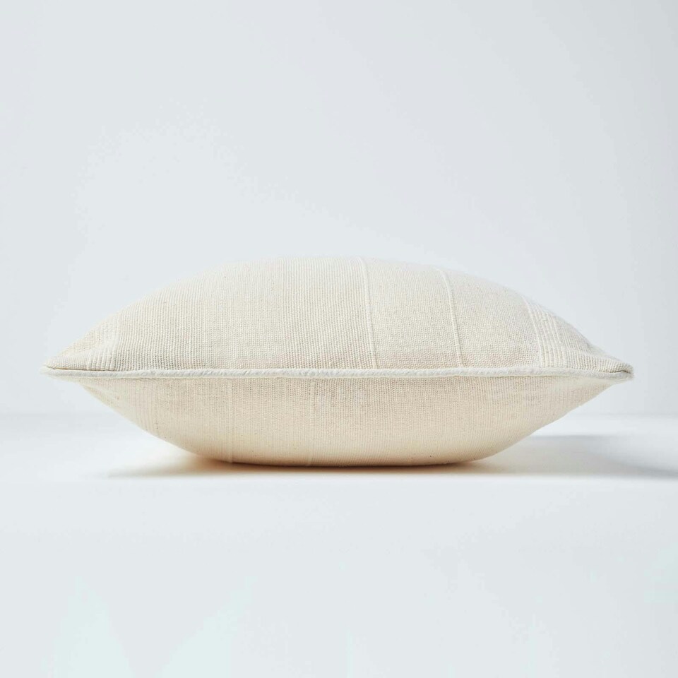 image 1 of Homescapes Cotton Rajput Ribbed Natural Cushion Cover - 45 x 45 cm | Cream | Natural | 45 x 45 cm