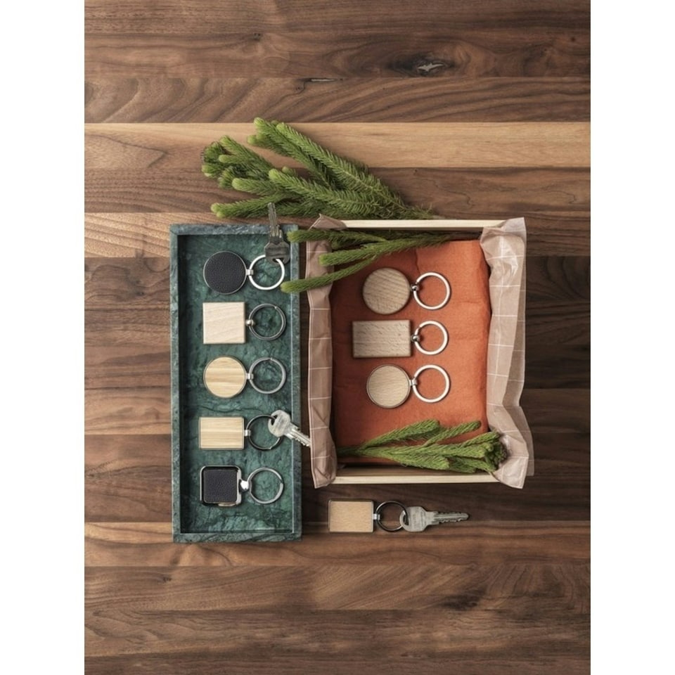image 1 of Bullet Gioia Square Beech Wood Keyring - Natural - One Size