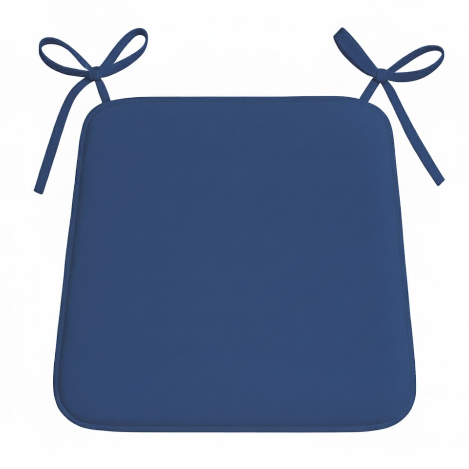 image 1 of Foam Seat Pad with Ties Comfortable Chair Cushion for Dining, Kitchen Garden Seating | Blue | Navy Blue
