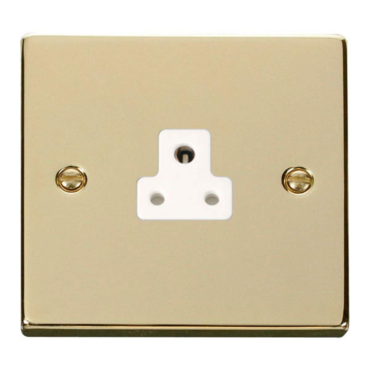 SE HOME Polished Brass 1 Gang 2A Round Pin Socket Gold Polished Brass