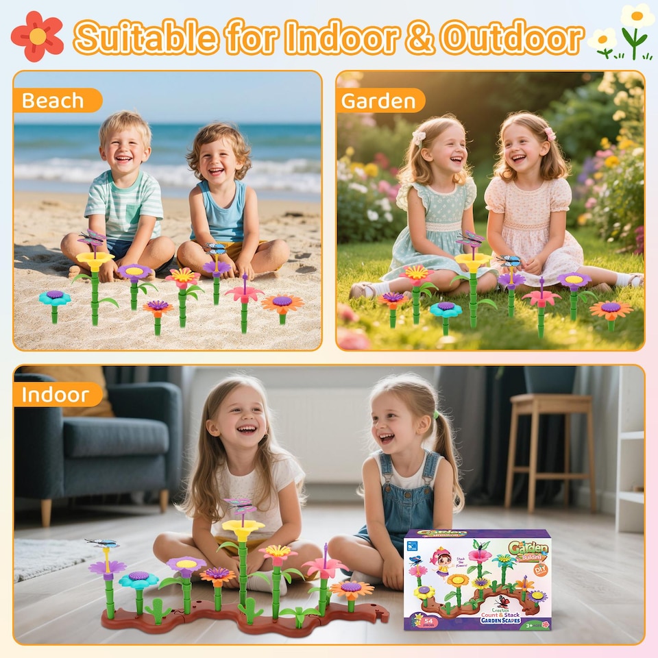 image 1 of 54 PCS DIY Flower Garden Toy Creative Building & Planting Set for Girls