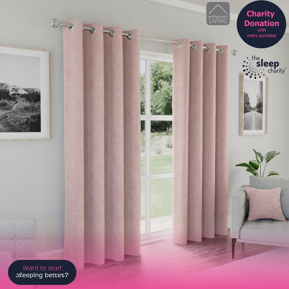 image 1 of Enhanced Living Austin Blackout, Thermal Blush Curtains with Eyelet Header (PAIR) - 46x54 inch (117x137cm)