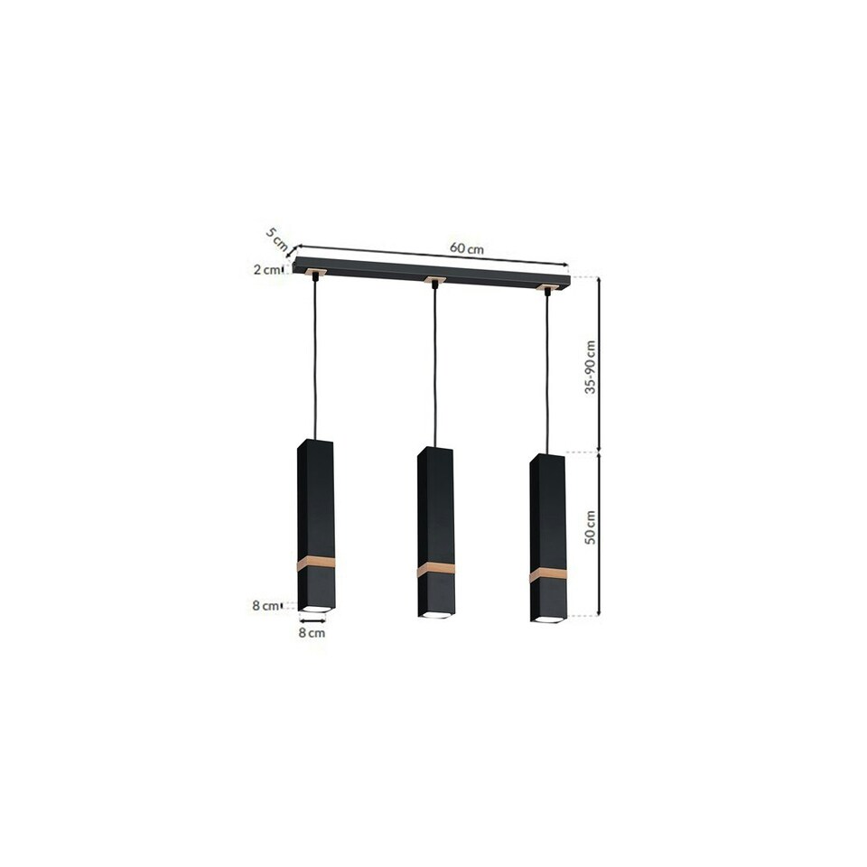 image 1 of Milagro Pendant Lamp Vidar Black 3XGU10