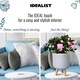 image 9 of Geometric Patterned White Cylinder Planter on Legs, Round Pot Plant Indoor D21 H34 cm, 9.1 ltrs Cap.
