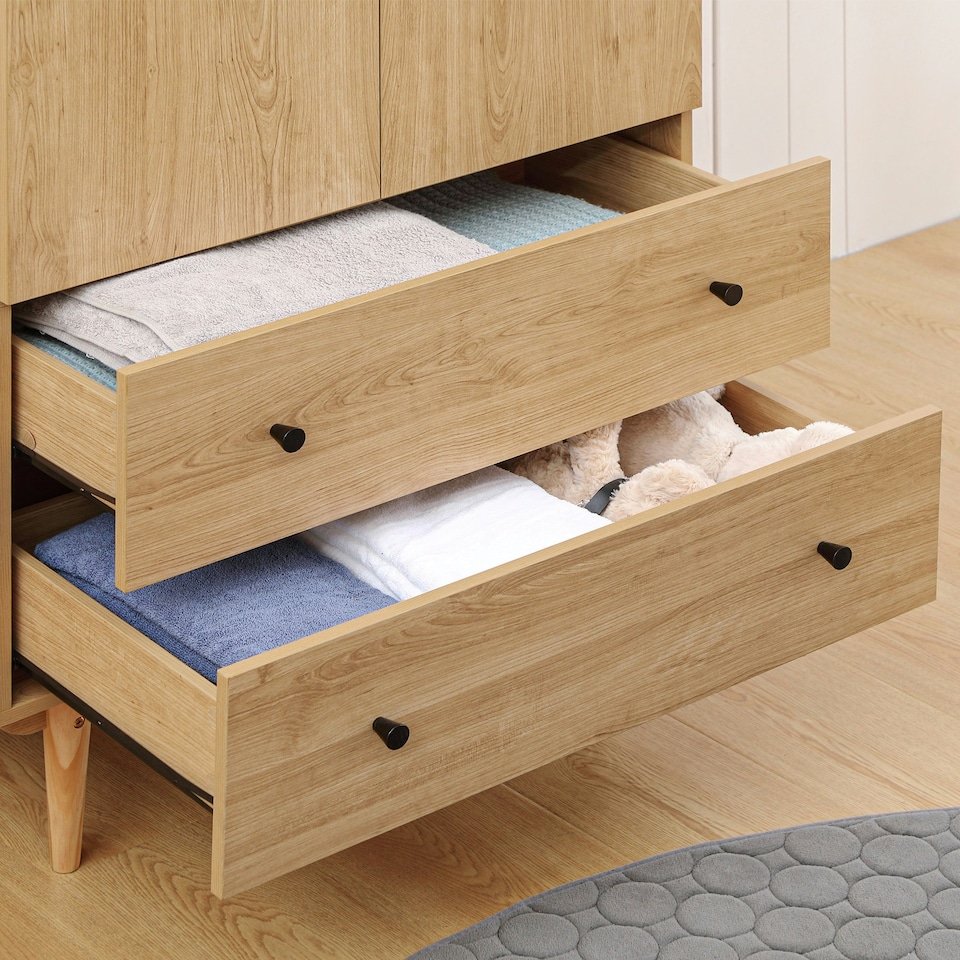 image 1 of HOMCOM 2 Door Wardrobe with 2 Drawers, Hanging Rail, Clothes Storage Organiser