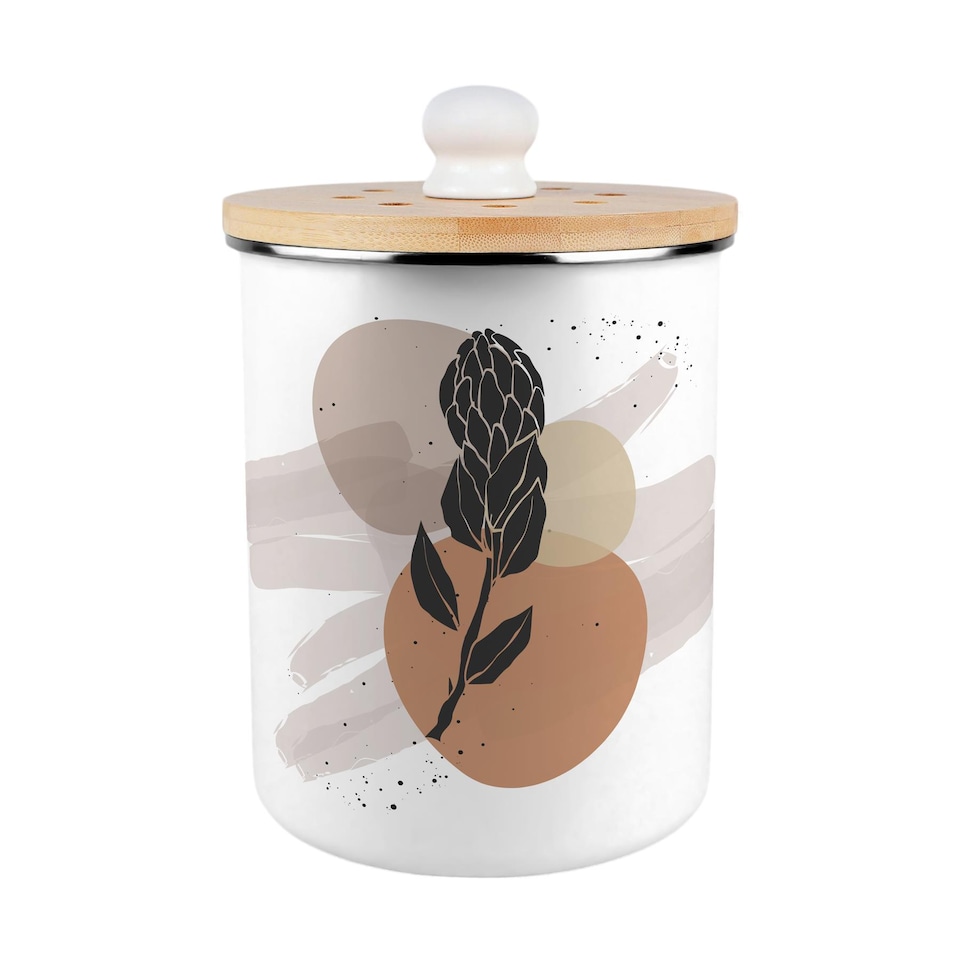 image 1 of Proteas Flowers Food Waste Caddy - Metal 2L Decorative Kitchen Compost Bin