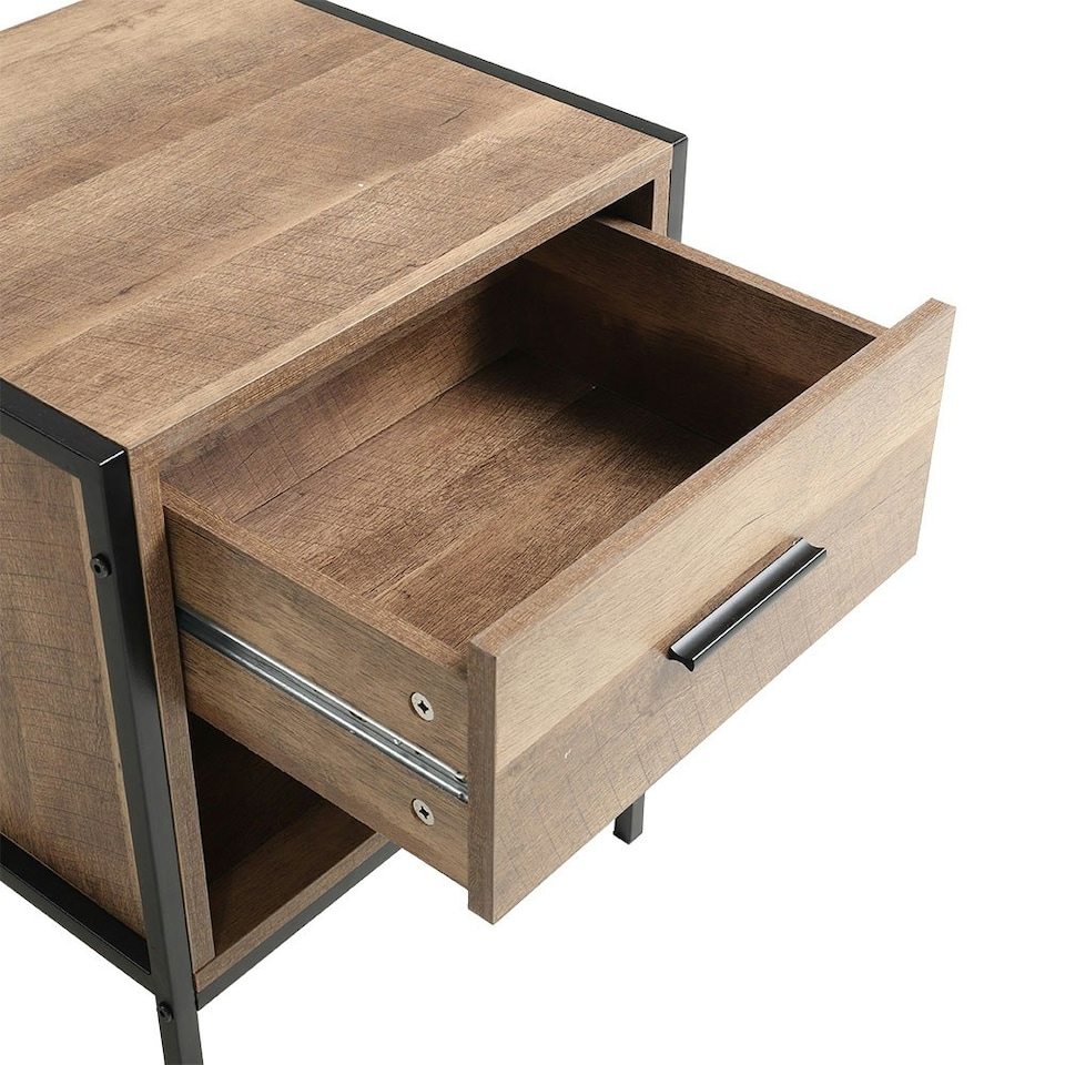 image 1 of Living and Home One-Drawer Wooden Nightstand Table