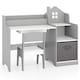 image 10 of COSTWAY Kids Study Desk and Chair Set Children Table Grey
