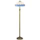 image 2 of HOMCOM Tiffany-Style Floor Lamp with Handcrafted Stained Glass Shade, 152cm Tall Vintage Standing Lamp with Foot Switch and Dual Sockets for Living Room Bedroom, Bronze Tone and Blue | Blue