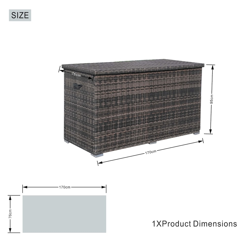 image 1 of Direct Wicker 980L Aluminum Outdoor Rattan Storage Box, Garden Large Deck Box | Brown