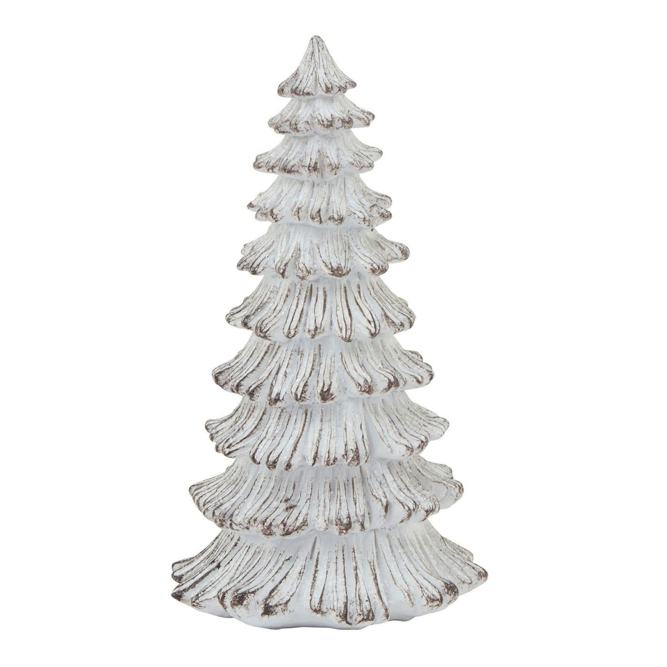 Hill Interiors Snowy Pine Tree Sculpture - White - 17cm x 10cm x 10cm