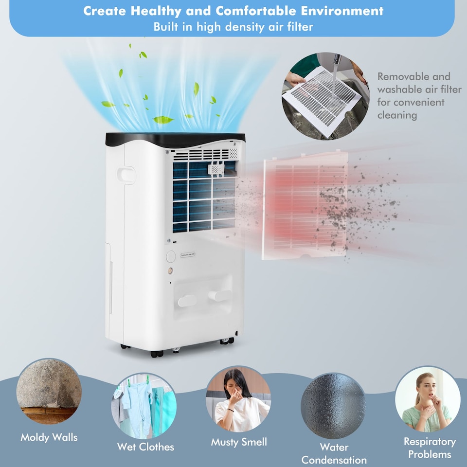 image 1 of COSTWAY Smart Dehumidifier Home 50L/Day WiFi Enabled White