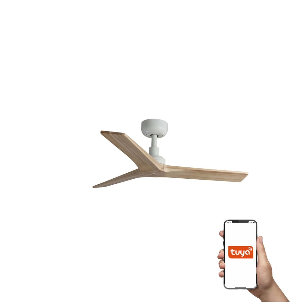 image 1 of Klim Small Smart Ceiling Fan Black, Pine Blades
