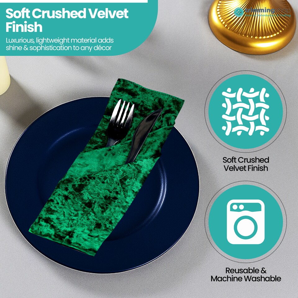 image 1 of Square Crushed Velvet Napkins, Cloth with Hemmed Edges Napkins - 20 Inch
