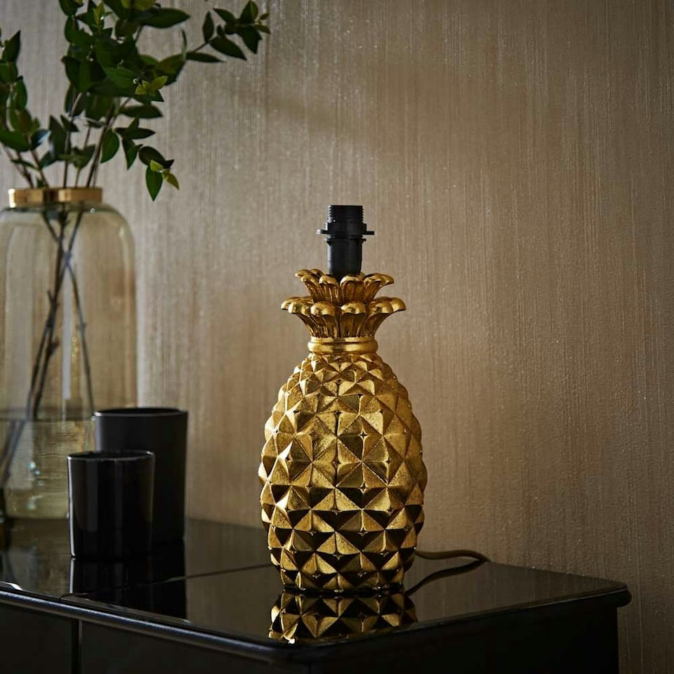 image 1 of ValueLights Contemporary Pineapple Design Gold Effect Table Lamp Base