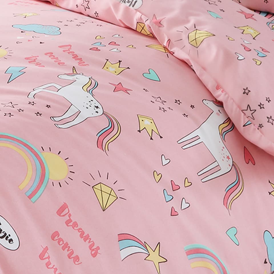 image 1 of Happy Linen Company Unicorns Rainbows Duvet Cover Bedding Set