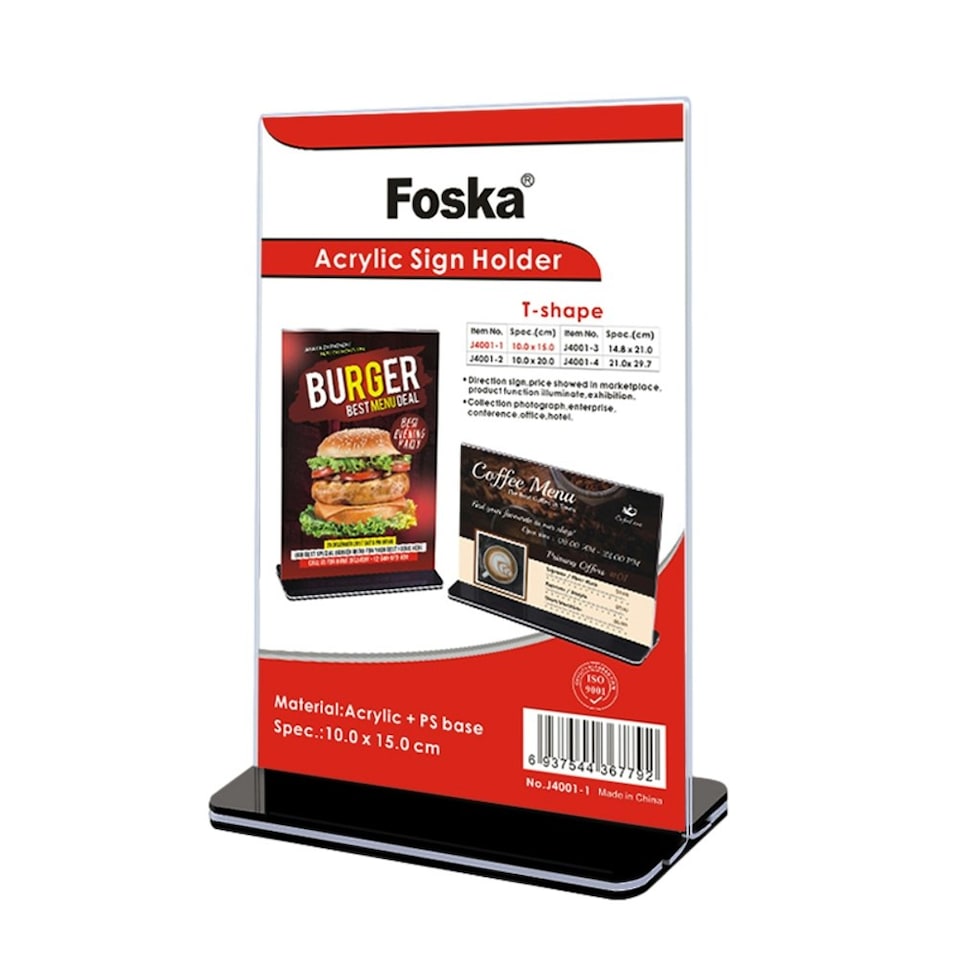 image 1 of Vertical Design T-Shape Acrylic Sign Holder 10 x 15cm