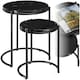 image 1 of Side Table Ellsa - marble top, steel frame, elegant design - Set of 2 Black