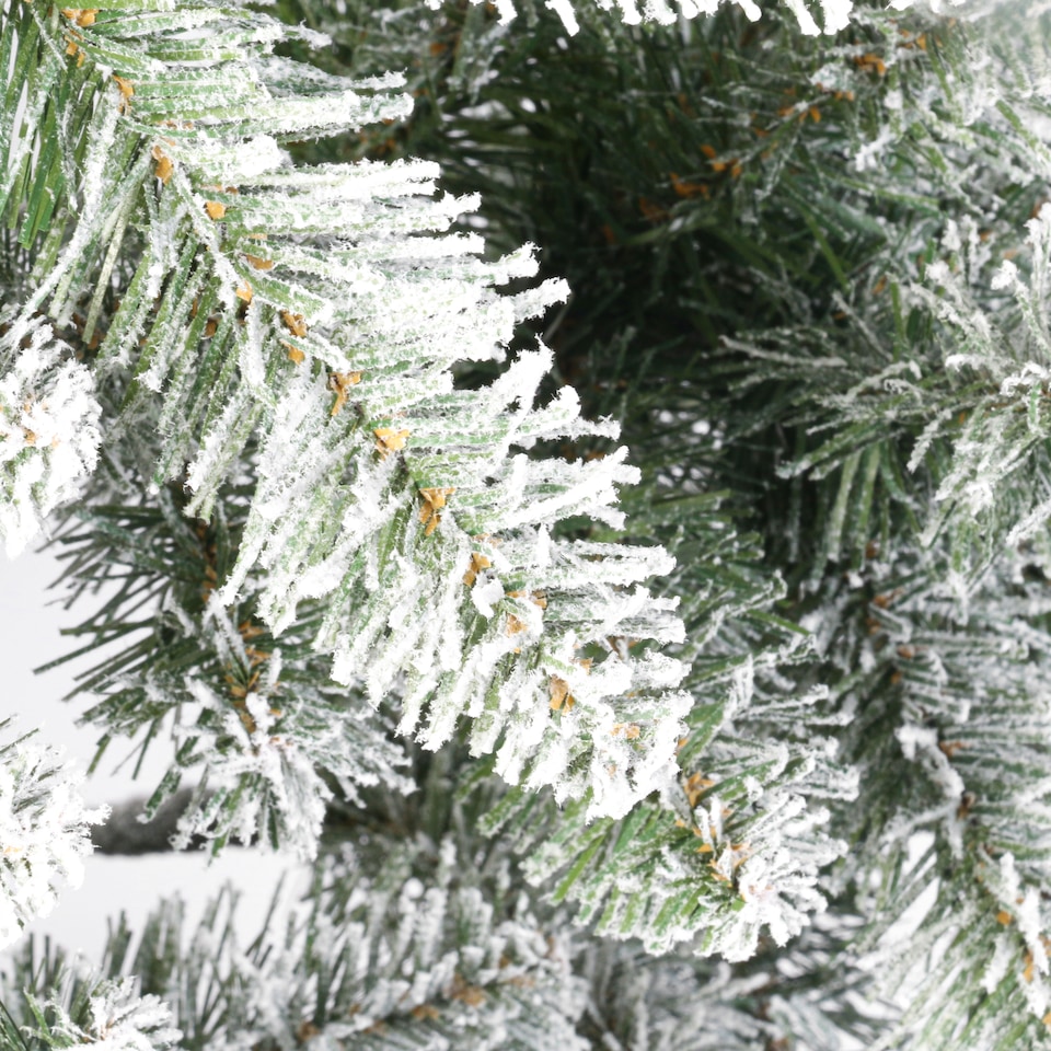 image 1 of Neo 7-Foot Half Slim Xmas Snow Flocked Christmas Tree | Green | Dark Green