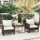 image 5 of Outsunny 3PCS Rattan Bistro Glass Top Table and Chairs Set with 4 Cushions