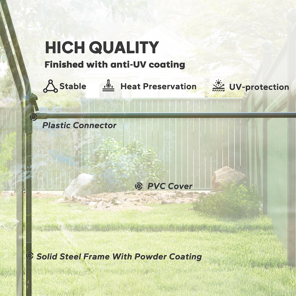 image 1 of Outsunny Portable Walk-in PVC Greenhouse w/ Zipped Door for Flowers Plant