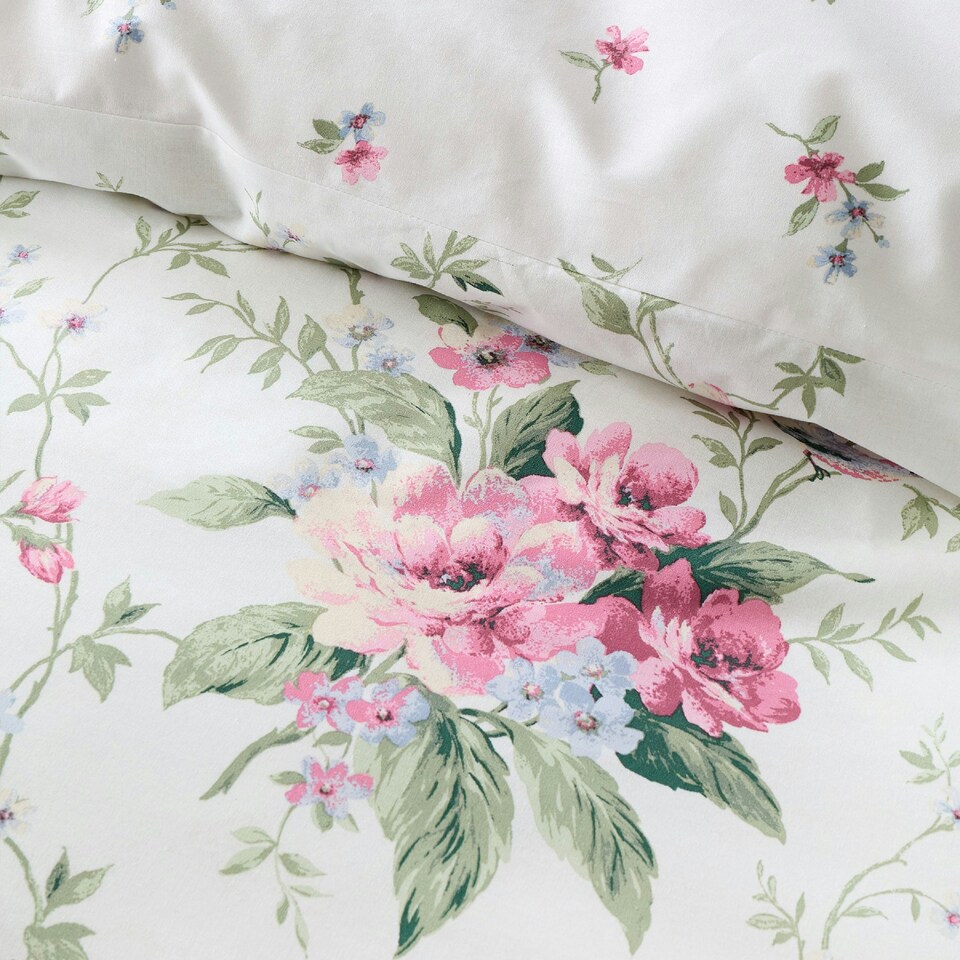 image 1 of Bridgerton By Catherine Lansfield Penelope Floral Reversible Duvet Cover Set Cream Cream | Single