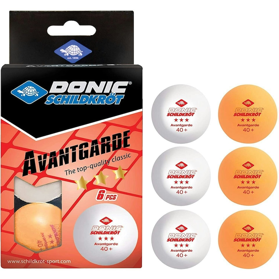 image 1 of Donic-Schildkroet 3-Star Avantgarde Table Tennis Balls (Pack of 6) - White/Red/Yellow - One Size