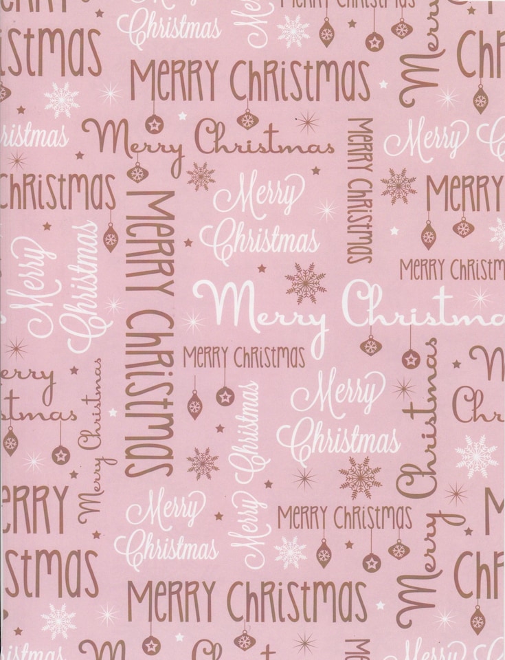 image 1 of Christmas Gift Wrapping Paper 4 x 8M Rolls And Gift Tags Rose Gold Blush Pink