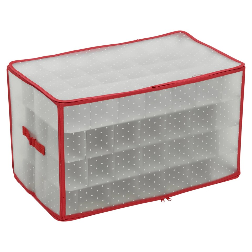 image 1 of Christmas Tree Decorations Storage Baubles Ball Case Bag Holder Organiser with Zip | Multi | Red & White | 112 Baubles