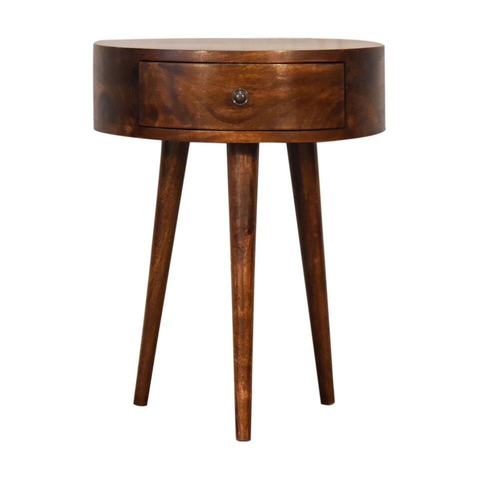 image 1 of Artisan Furniture Solid Wood Chestnut Semi Circle Bedside