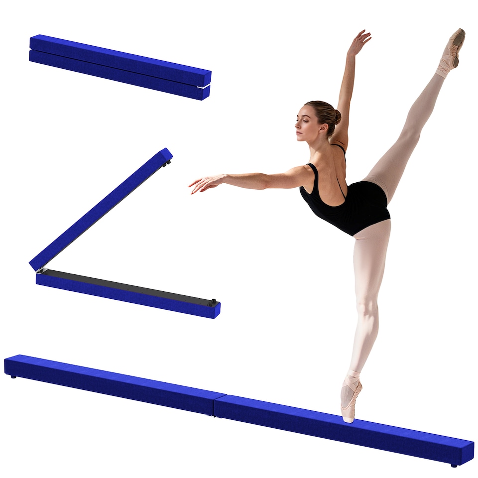 image 1 of HOMCOM 2.1M 7FT Gymnastics Folding Balance Beam Home Gym Training Exercise Sports - Blue | Blue