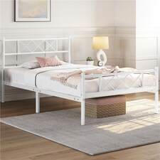 Yaheetech 3ft Single Simple Metal Bed Frame Mattress Foundation White