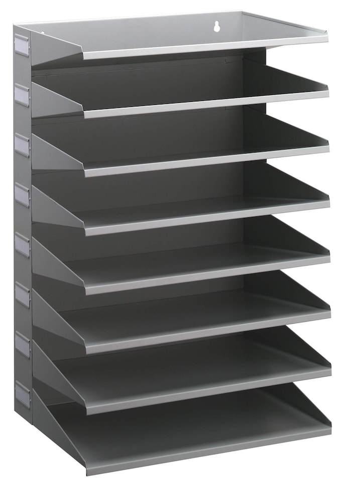 image 1 of Durable 8 Compartment Labelled Metal Document Filing Letter Tray | A4 Grey | Grey