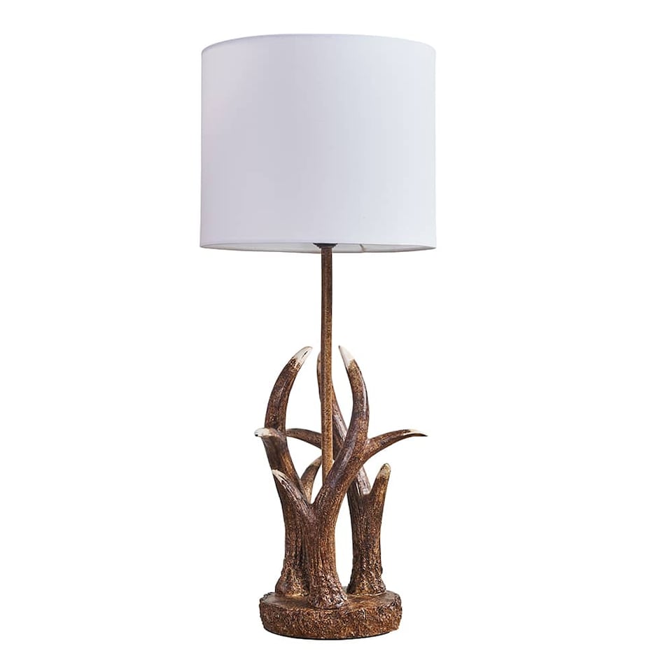 image 1 of ValueLights Caribou Brown Table Lamp White Shade and Bulb