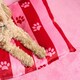 image 4 of OHS Dog Paw Print Soft Plush Plump Cosy Autumn Pumpkin Stripe Leopard Pet Bed Cushion, 80x60cm Multi | Pink/Red - Stripe | L