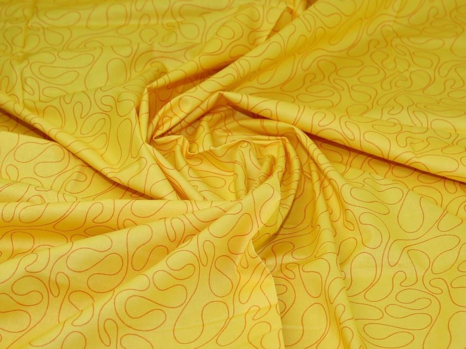 Yellow 100% Cotton Fabric for Bag Making, Dressmaking, Quilting, 112cm / 44" Wide - per metre
