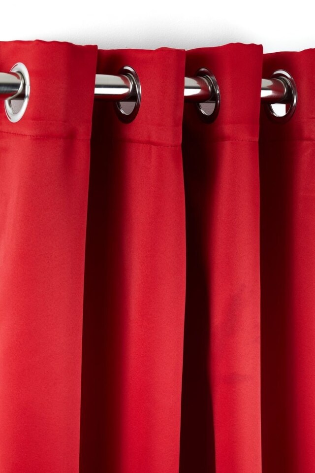 image 1 of Woven Thermal Blackout Eyelet Curtains Red 116cm x 137cm | Red | Red