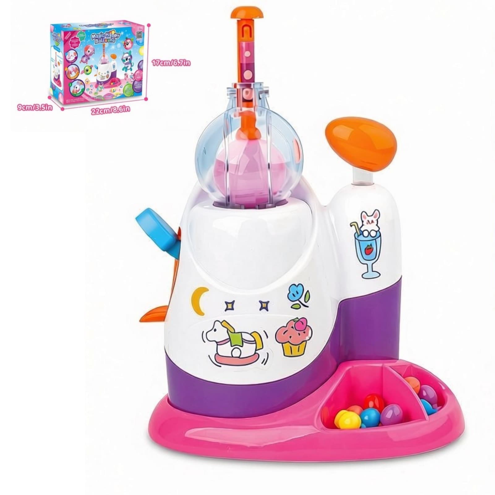 Balloon Inflator DIY Squishy Making Kit for Kids Glow in the Dark Kawaii Squishy Toy Set with Balloons Stickers and Accessories (Pink)