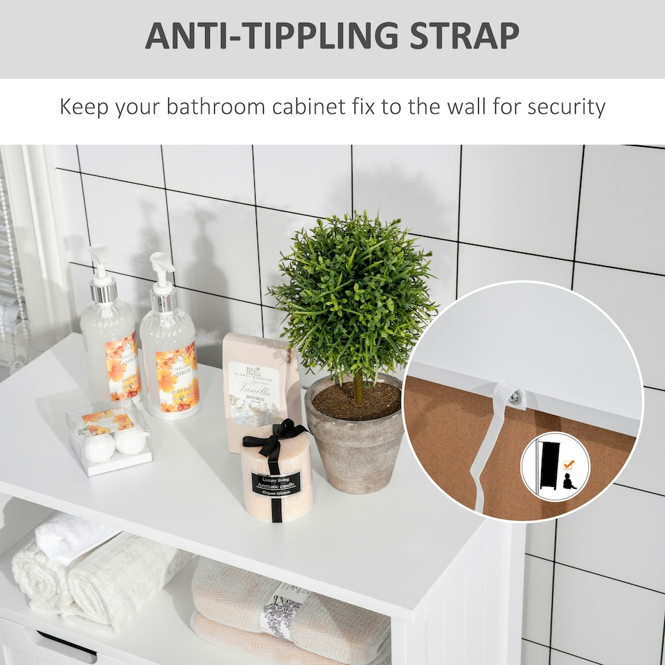 image 1 of kleankin Bathroom Storage Cabinet with Adjustable Shelf and Removable Drawers