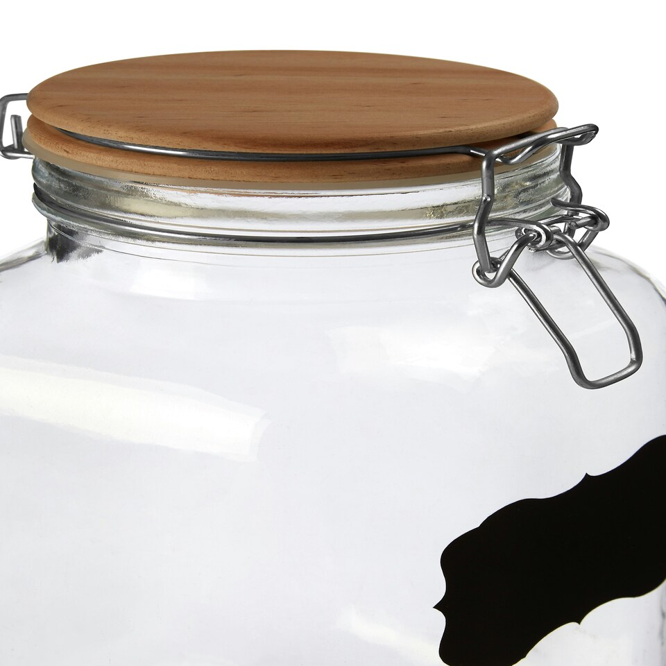 image 1 of Interiors By Premier Stylish Medium Storage Jar with Pine Wood Lid, Durable Glass Jar With Lid, Versatile Airtight Storage Jar