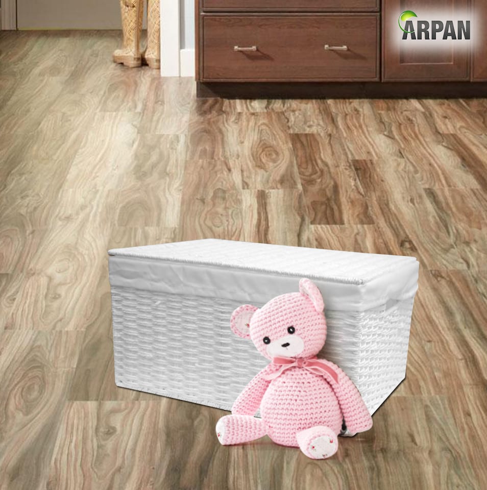 image 1 of White Paper Rope Woven Storage Xmas Hamper Basket Box with White Cloth Lining – Decorative Gift Basket for Christmas, Weddings, Parties & Home Storage