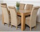 image 2 of Kuba 150 x 85 cm Chunky Medium Oak Dining Table and 6 Montana Fabric Chairs | Brown | Beige