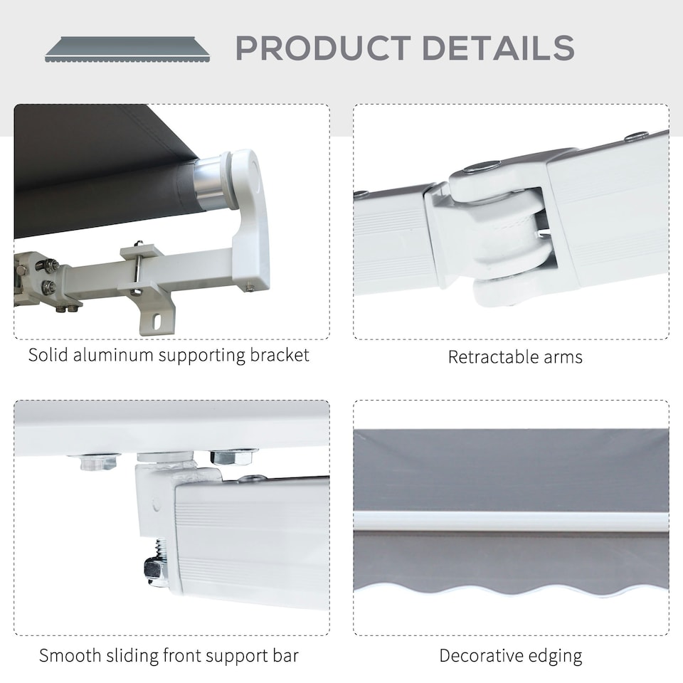 image 1 of Outsunny 2.95 x 2.5m Canopy Sun Shade Shelter with Crank Handle Grey | Dark Grey