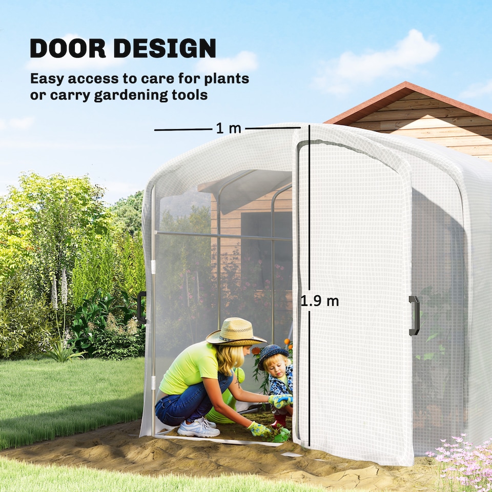 image 1 of Outsunny 3 x 2 x 2m Polytunnel Greenhouse with Door, Galvanised Steel Frame