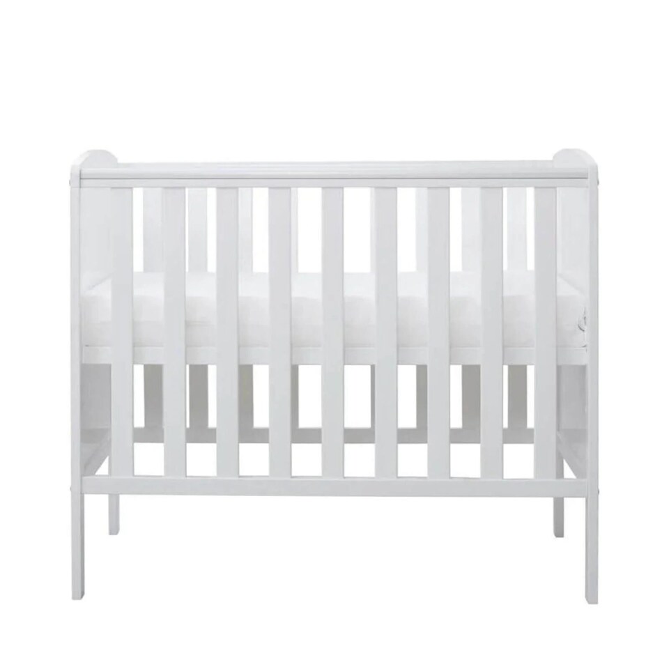 image 1 of Coleby Space Saver Cot - Compact Cot, Birth to 18 Months, Adjustable Base & Teething Rails (White)