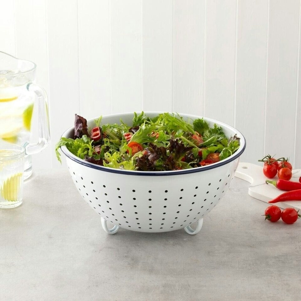 image 1 of Hairy Bikers Enamelled Steel Colander, PFOA Free, Dishwasher Safe 29 x 29 x 14cm