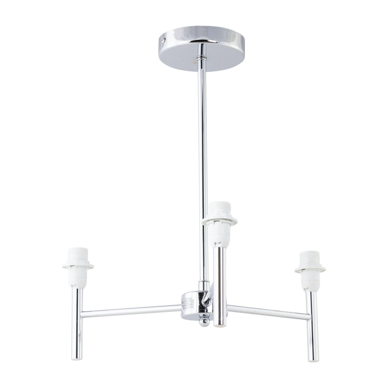 First Choice Lighting Brea - Chrome 3 Arm Semi Flush Fitting Only in Silver