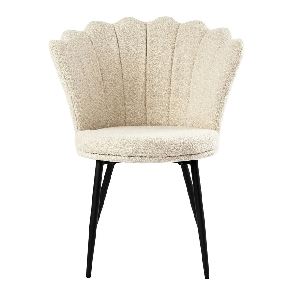 image 1 of FREYA Petal Chair Boucle Upholstered Fabric - Cream Cream | Boucle